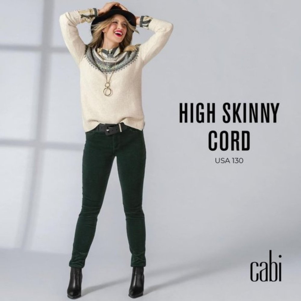 Cabi 3743 Skinny Cord Forest Green Size 8 EUC